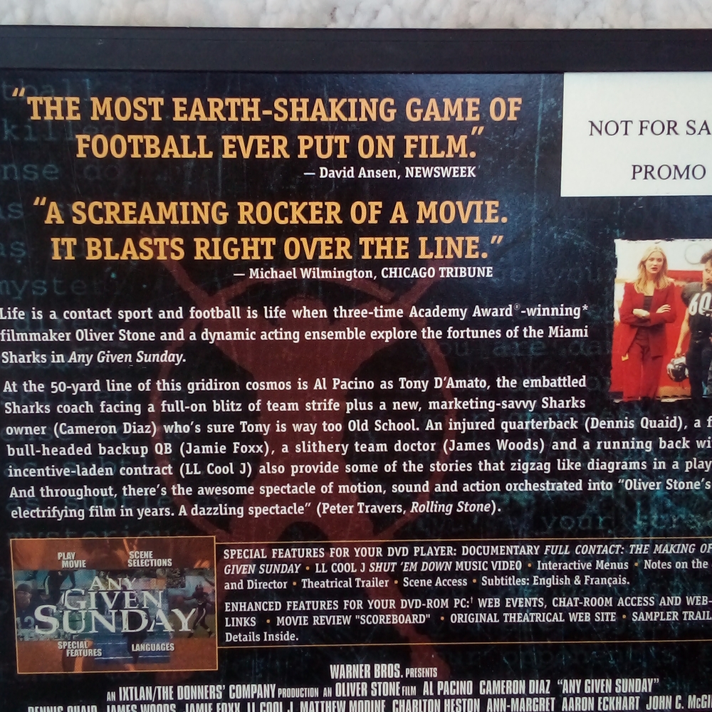 DVD - R - ANY GIVEN SUNDAY - Picture 2 of 3